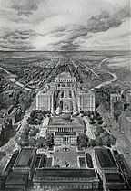 Illustration of the 1908 civic center proposal