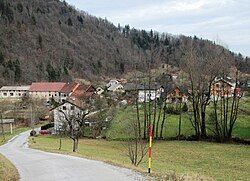 View of Hruševo from the south, showing the hamlet of Log