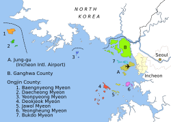 Divisions of Ongjin are numbered