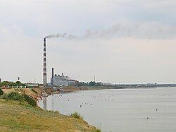 Lake Bolshoye Yarovoye and the chemical plant in Yarovoye