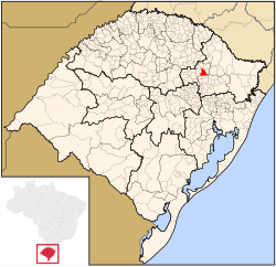 Geographical subdivisions of Rio Grande do Sul. Nova Prata is marked red.