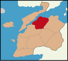 Map showing Lapseki District in Çanakkale Province