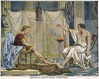 By Charles Laplante [fr] "That most enduring of romantic images, Aristotle tutoring the future conqueror Alexander".[172] 1866