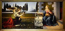 Painting of the annunciation by Leonardo