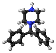 Ball-and-stick model of the diphenylmethylpiperazine molecule