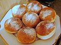 A Hungarian fánk (doughnut) from the Farsang carnival (Mardi Gras) preceding Busójárás