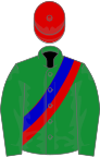 Green, blue and red sash, red cap