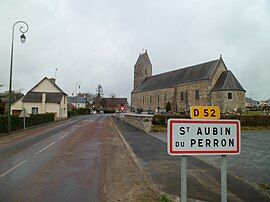 Entrance to the village and the church of Saint-Aubin