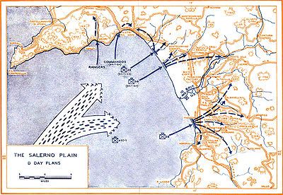 map showing Allied landing areas