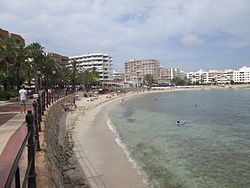 The beach of Santa Eulària des Riu in 2014