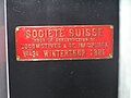 Builder's plate of Societe Suisse locomotive No 434 of 1886 at the Finnish Railway Museum.