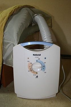 An electric futon dryer airs a futon in-situ