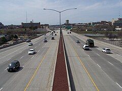 I‑235 crossing the Des Moines River in Des Moines, Iowa