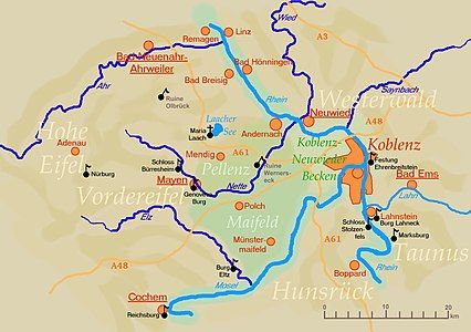 Map of the Koblenz region