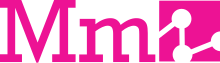 Logo of Media Molecule is the capital letter M followed by the lowercase letter m followed by a small image of connected circle representing molecules.