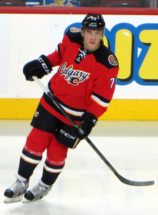 Ferland skates around the ice during a pre-game warm-up.