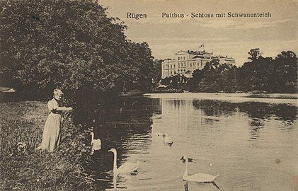 Schloss Putbus with the swan pond