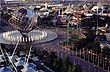 View of the New York World's Fair 1964/1965 as seen from the observation towers of the New York State pavilion. The Fair's symbol, Unisphere, is the central image.