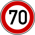 70 km/h speed limit sign