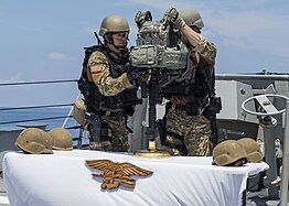 The VBSS team setting up the memorial.