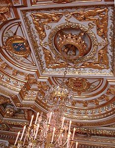 The ceiling of the throne room of Napoleon I. The ceiling was originally made for Louis XIII in the 17th century, when this was his bedroom.