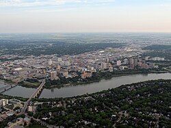 Aerial view of downtown Saskatoon