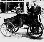 Fay Cusick with the Schloemer automobile in 1921