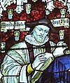 Hakluyt depicted in stained glass at Bristol Cathedral