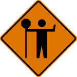 TC-21 Traffic control flagger ahead