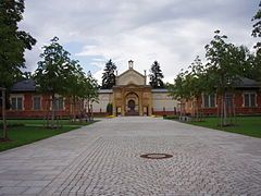 The main entrance seen from the roadside