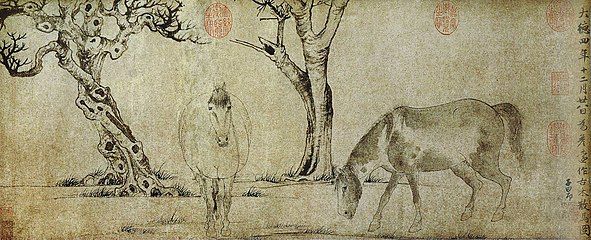 Old Tree and Horses