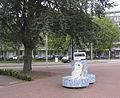 Mosaic bench with peace dove