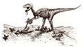 Deinonychus. The fingers are too short and no (proto)feathers are shown as these were not widely accepted in 1995.