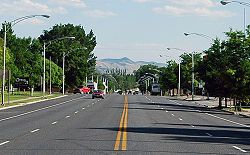 Looking south down Gunnison's Main Street (US-89), June 2005