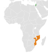 Location map for Israel and Mozambique.