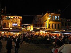 Seafood restaurants in Kumkapı at night