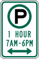 R7-23a One hour parking with time restrictions