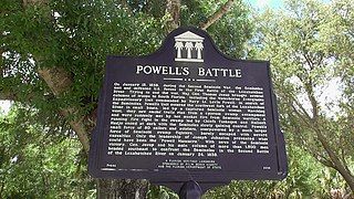 Park Sign displaying Information about the First Battle of the Loxahatchee.