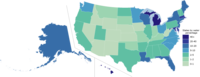 U.S. states by water percent