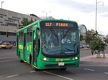 green Transmilenio feeder bus