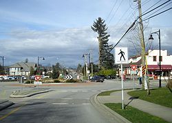 Roundabout at the centre of Murrayville on 216th St and 48th Ave