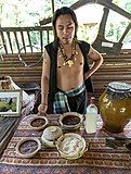 Three different types of rice being used to produce lihing, talak and sikat.