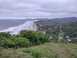 Beach of Ayampe seen from the hill when entering Ayampe from the south