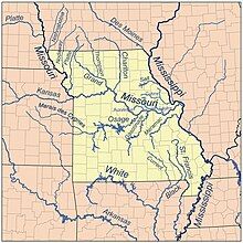 Map of Missouri rivers, including Cuivre River