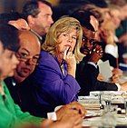 Tipper Gore, wife of then Senator and later Vice President Al Gore; sitting with LeVar Burton.