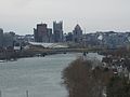 View from 31st Street Bridge with downtown in the background and Heinz Loft on the north bank