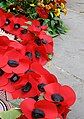 Wreaths of artifical poppies used as a symbol of remembrance