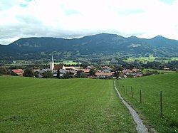 General view of Törwang. Hochries seen in the background.