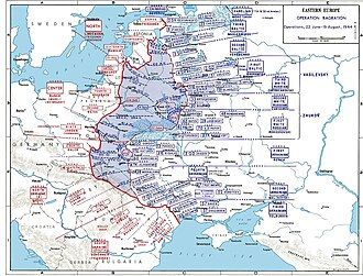 A map of Eastern Europe depicting the movement of military units and formations.