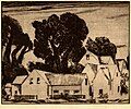 Etching: Houses & Trees, c. late 1910s